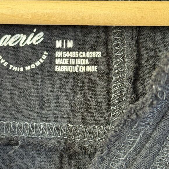 Aerie AE Gauze‎ Cotton Shirt Black SZ Medium Oversized Frayed Edges Long Sleeve - Picture 3 of 11